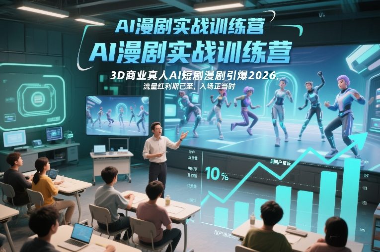 AI漫剧实战训练营，3D商业真人AI短剧漫剧引爆2026，流量红利期已至，入场正当时网赚项目-副业赚钱-互联网创业-资源整合白嫖の网赚