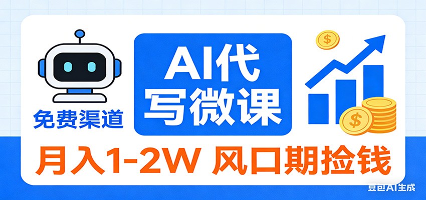 2026告别打工！AI代写微课，提供免费渠道，月入1-2W风口期捡钱网赚项目-副业赚钱-互联网创业-资源整合白嫖の网赚