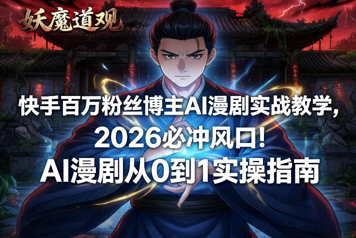 快手百万粉丝博主AI漫剧实战教学，2026必冲风口！AI漫剧从0到1实操指南网赚项目-副业赚钱-互联网创业-资源整合白嫖の网赚
