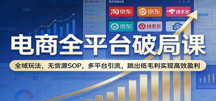 电商全平台破局课：全域玩法，无货源SOP，多平台引流，跳出低毛利实现高效盈利网赚项目-副业赚钱-互联网创业-资源整合白嫖の网赚