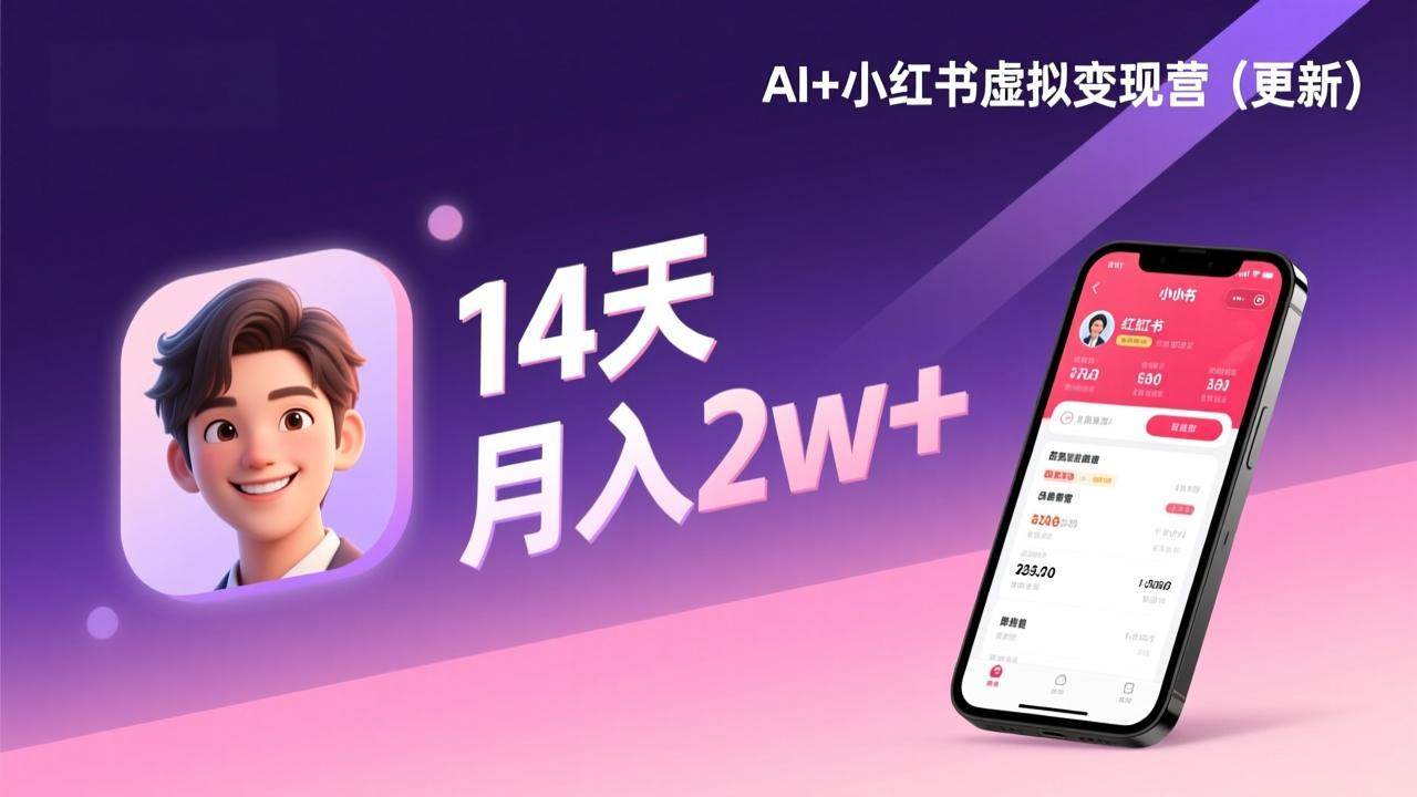 （17275期）AI+小红书虚拟变现营（更新），14天掌握选品、笔记、成交，打造自动化月入2w+事业网赚项目-副业赚钱-互联网创业-资源整合白嫖の网赚