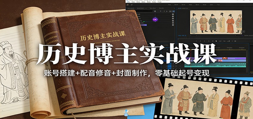 历史博主实战课：账号搭建+配音修音+封面制作，零基础起号变现网赚项目-副业赚钱-互联网创业-资源整合白嫖の网赚
