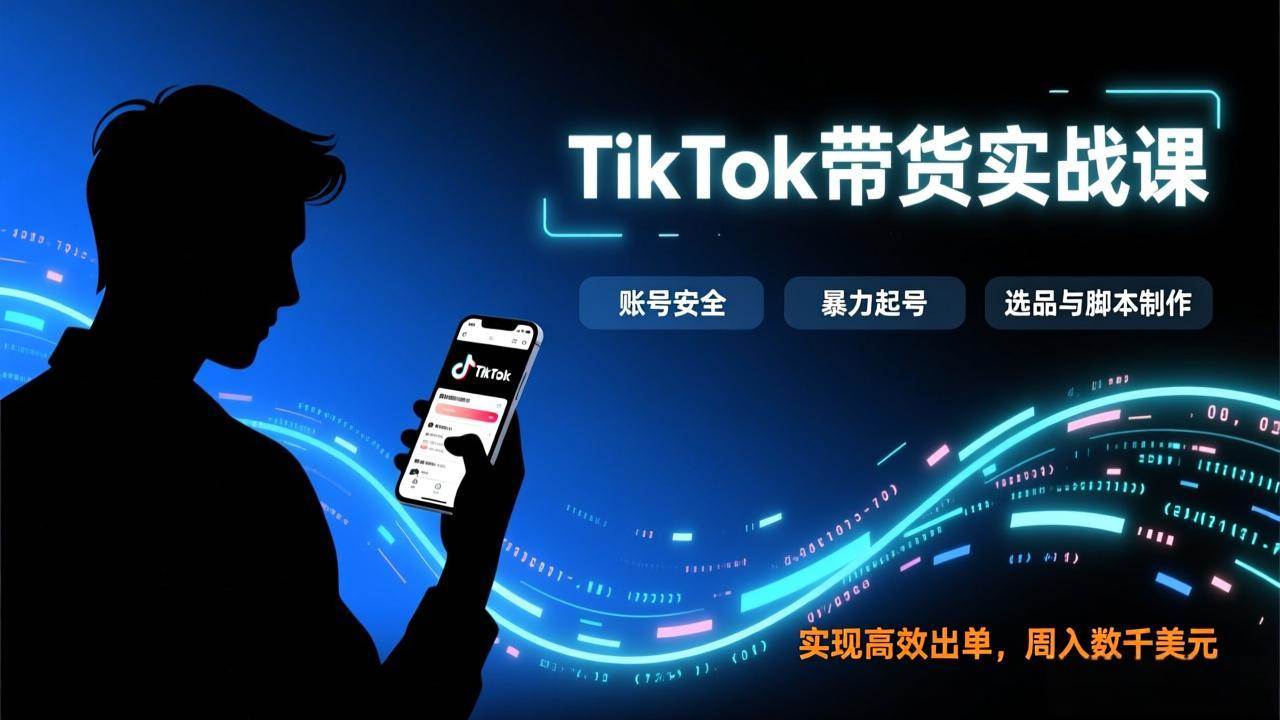 （17278期）TikTok带货实战课，涵盖账号安全、暴力起号、选品与脚本制作，实现高效出单，周入数千美元网赚项目-副业赚钱-互联网创业-资源整合白嫖の网赚