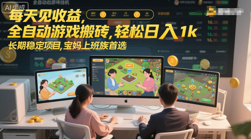 每天见收益，全自动游戏搬砖，轻松日入1k，长期稳定项目，宝妈上班族首选【揭秘】网赚项目-副业赚钱-互联网创业-资源整合白嫖の网赚