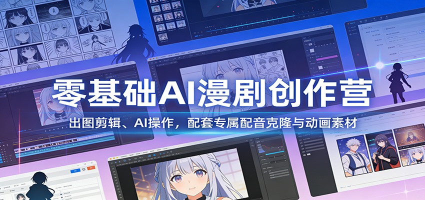 零基础AI漫剧创作营：出图剪辑、AI操作，配套专属配音克隆与动画素材网赚项目-副业赚钱-互联网创业-资源整合白嫖の网赚