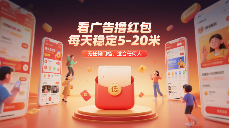 看广告撸红包，每天稳定5-20米，无任何门槛，适合任何人网赚项目-副业赚钱-互联网创业-资源整合白嫖の网赚