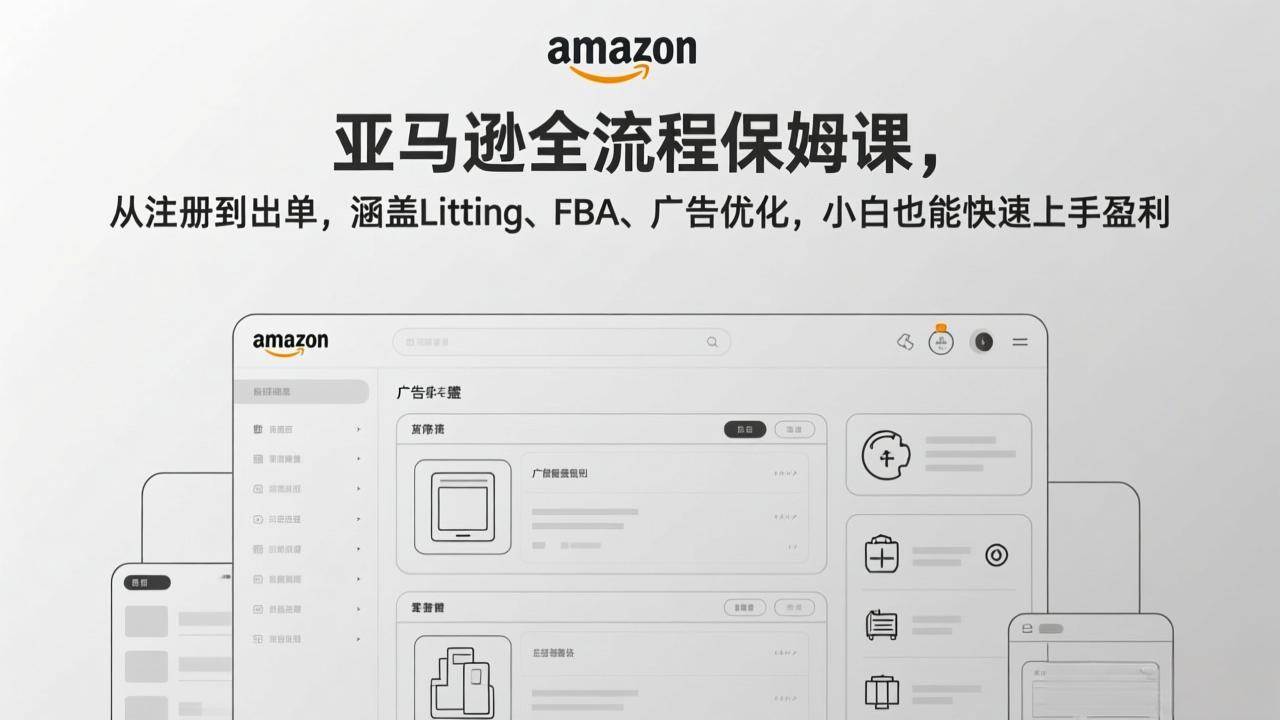 （17293期）亚马逊全流程保姆课，从注册到出单，涵盖Listing、FBA、广告优化，小白也能快速上手盈利网赚项目-副业赚钱-互联网创业-资源整合白嫖の网赚