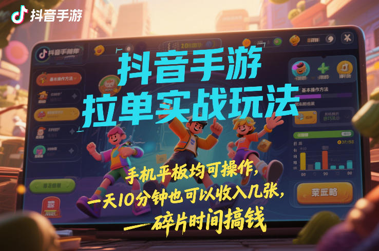 抖音手游拉单实战玩法，手机平板均可操作，一天10分钟也可以收入几张，碎片时间搞钱【揭秘】网赚项目-副业赚钱-互联网创业-资源整合白嫖の网赚