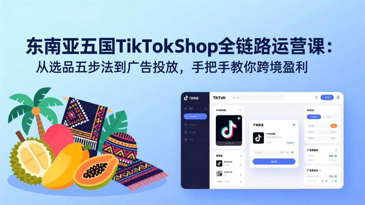 （17511期）东南亚五国TikTokShop全链路运营课：从选品五步法到广告投放，手把手教你跨境盈利网赚项目-副业赚钱-互联网创业-资源整合白嫖の网赚