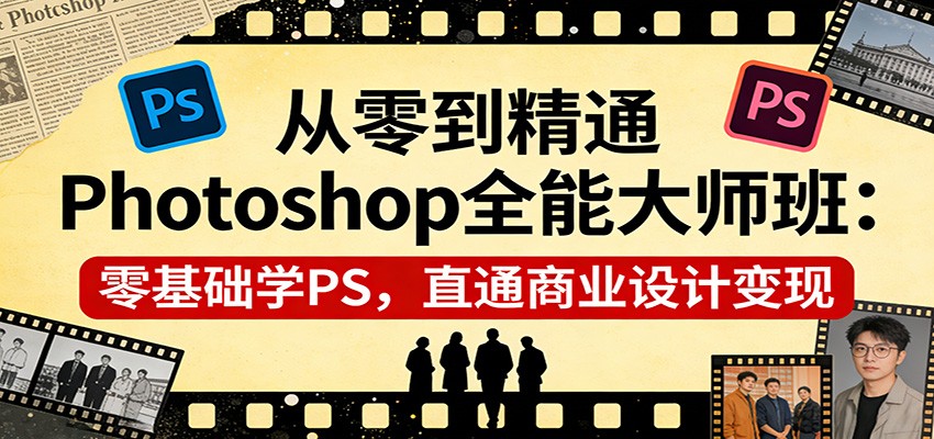 从零到精通Photoshop全能大师班：零基础学PS，直通商业设计变现网赚项目-副业赚钱-互联网创业-资源整合白嫖の网赚