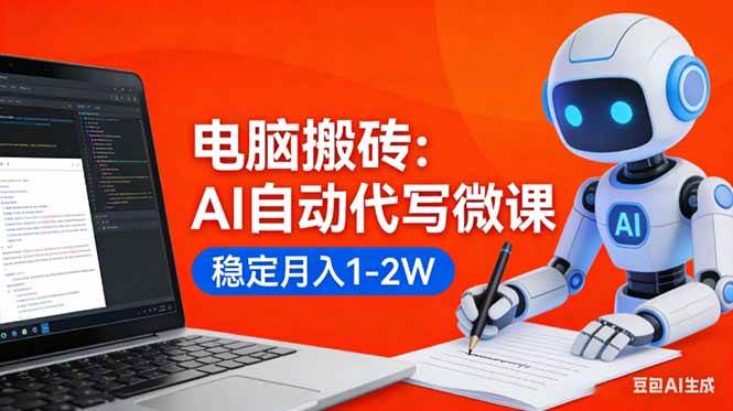 （17582期）电脑搬砖：AI自动代写微课，稳定月入1-2W，提供接单渠道，0门槛小白可做！网赚项目-副业赚钱-互联网创业-资源整合白嫖の网赚