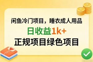 闲鱼冷门项目，情趣内衣成人用品，日收益1k+，正规项目绿色项目
