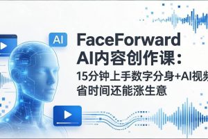 (17681期)FaceForward AI内容创作课:15分钟上手数字分身+AI视频,省时间还能涨生意