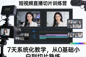 短视频直播切片训练营，7天系统化教学，从0基础小白到切片熟练