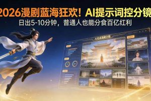 (17734期)2026漫剧红利实锤! AI 提示词控分镜, 普通人也能轻松月入过万