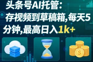 头条号AI托管，我存视频到你草稿箱，每天5分钟，最高日入1k+【揭秘】