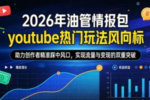 2026年油管情报包，youtube热门玩法风向标，助力创作者精准踩中风口，实现流量与变现的双重突破（更新0330）
