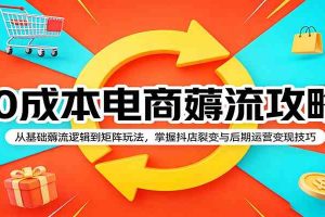 0成本电商薅流攻略：从基础薅流逻辑到矩阵玩法，掌握抖店裂变与后期运营变现技巧