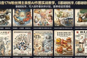 抖音17W粉丝博主亲授AI作图实战教学，0基础轻松学，可入创作者伙伴计划，接单收徒双增收