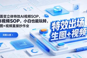 （特效出场）平面变立体特效AI视频SOP，小白也能玩转，生图+视频直接抄作业