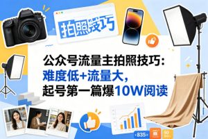 公众号流量主之拍照技巧赛道，难度低+流量大，起号第一篇就爆了10w阅读