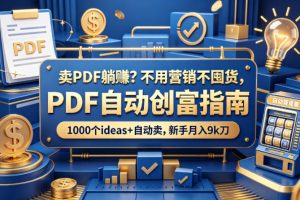 卖PDF躺賺？不用营销不囤货，PDF自动创富指南，1000个ideas+自动卖，新手月入9k刀【原创双语字幕】