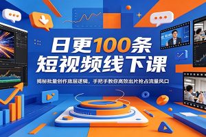 日更100条短视频线下课：揭秘批量创作底层逻辑，手把手教你高效出片抢占流量风口