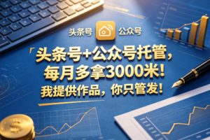 头条号+公众号托管，每月多拿3000米！我提供作品，你只管发！【揭秘】