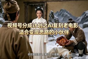 视频号分成计划之AI复刻老电影，适合变现思路的小伙伴