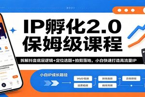 IP孵化2.0保姆级课程：拆解抖音底层逻辑+定位选题+拍剪落地，小白快速打造高流量IP
