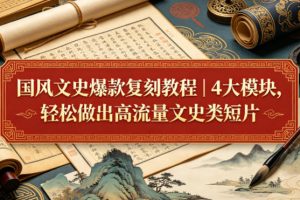 国风文史爆款复刻教程｜4大模块，轻松做出高流量文史类短片