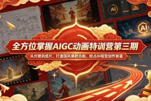 全方位掌握AIGC动画特训营第三期，从分镜到成片，打造国风爆款动画，抢占AI视觉创作赛道红利