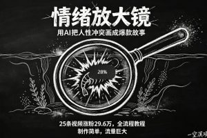 AI制作“情绪放大镜“视频，25条视频涨粉29.6W粉，流量巨大，制作简单，全流程教程
