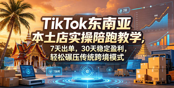 TikTok东南亚本土店实操陪跑教学，7天出单，30天稳定盈利，轻松碾压传统跨境模式