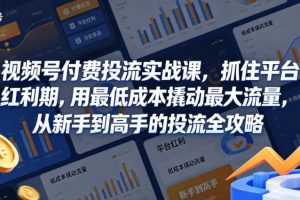 视频号付费投流实战课,抓住平台红利期,用最低成本撬动最大流量,从新手到高手的投流全攻略