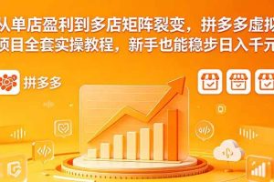 (18576期)从单店盈利到多店矩阵裂变,拼多多虚拟项目全套实操教程,新手也能稳步日入千元