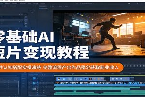 零基础AI短片变现教程:软件认知搭配实操演练,完整流程产出作品稳定获取副业收入