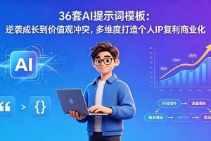（18630期）36套AI提示词模板：逆袭成长到价值观冲突，多维度打造个人IP复利商业化