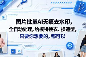 图片批量AI无痕去水印,全自动处理,给模特换衣、换造型,只要你想要的,都可以(软件+视频教程)