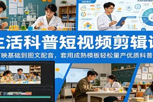 生活科普短视频剪辑课:从剪映基础到图文配音,套用成熟模板轻松量产优质科普短片