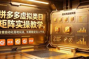 （18847期）拼多多虚拟类目矩阵实操教学，全套自动化落地玩法，长期稳定日入千元