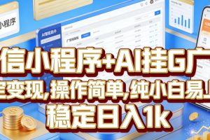 微信小程序+AI挂G广告,稳定变现,操作简单,纯小白易上手,稳定日入1k【揭秘】