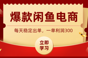 爆款闲鱼电商，卖法简单粗暴，长期稳定可做，一单利润300