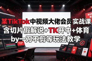 某TikTok中视频大佬会员实战课，含切片假解说+TK开中+体育by一刀不剪等玩法教学