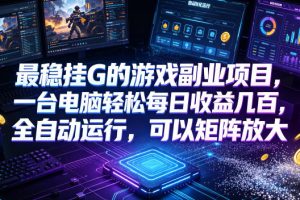 最稳挂G的游戏副业项目，一台电脑轻松每日收益几百，全自动运行，可以矩阵放大【揭秘】