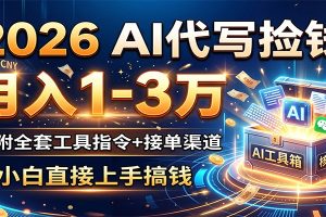 2026 AI代写捡钱，月入1-3万，附全套工具指令+接单渠道，小白直接上手搞钱