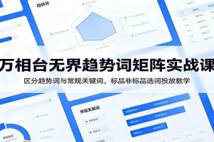 万相台无界趋势词矩阵实战课：区分趋势词与常规关键词，标品非标品选词投放教学