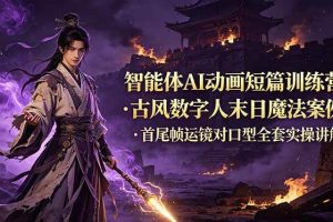 （19114期）智能体AI动画短篇训练营-更新，古风数字人末日魔法案例，首尾帧运镜对口型全套实操讲解