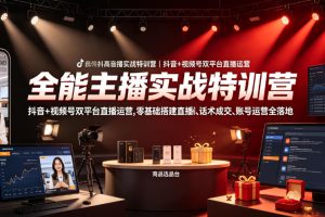 全能主播实战特训营|抖音+视频号双平台直播运营,零基础搭建直播间、精准选品、话术成交、账号运营全落地
