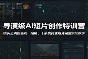 导演级AI短片创作特训营：镜头运镜画面统一控制，十余类商业短片完整实操教学（更新）